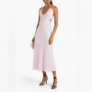 A.L.C Sienna Cutout Shirred Satin Midi Dress - Pastel Pink